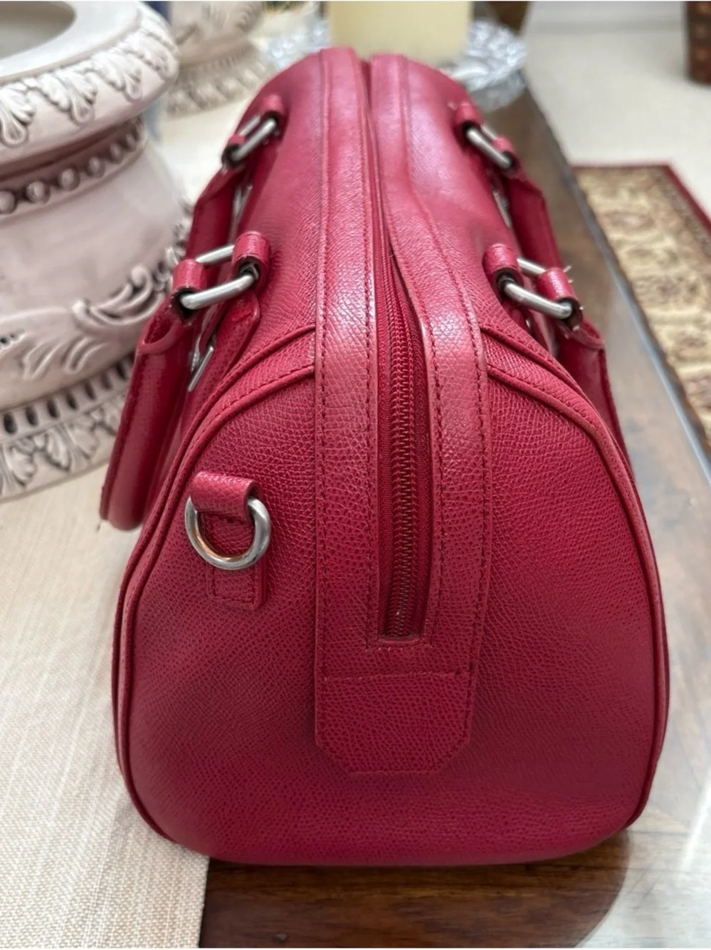 Ecco Genuine Leather Stylish Red Women's Satchel Handbag Large